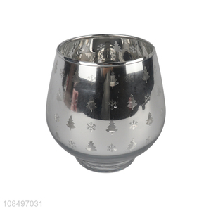 Wholesale electroplated glass candle jar Christmas glass candle holder