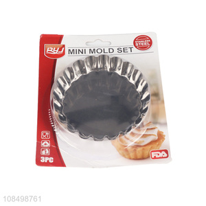 Hot sale 3pcs stainless steel cake mould egg tart mold