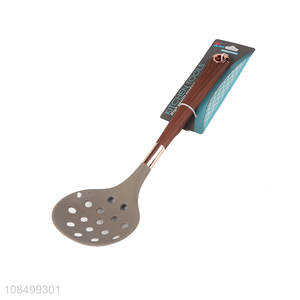 Yiwu wholesale <em>wood</em> grain silicone colander slotted <em>spoon</em>