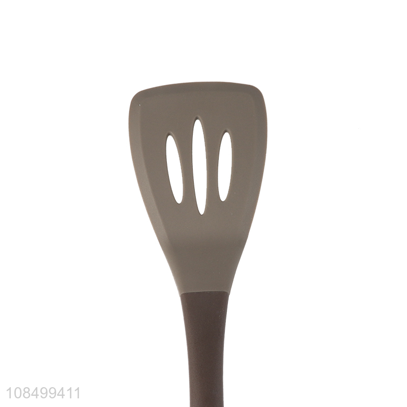 China supplier silicone slotted spatula with plastic handle
