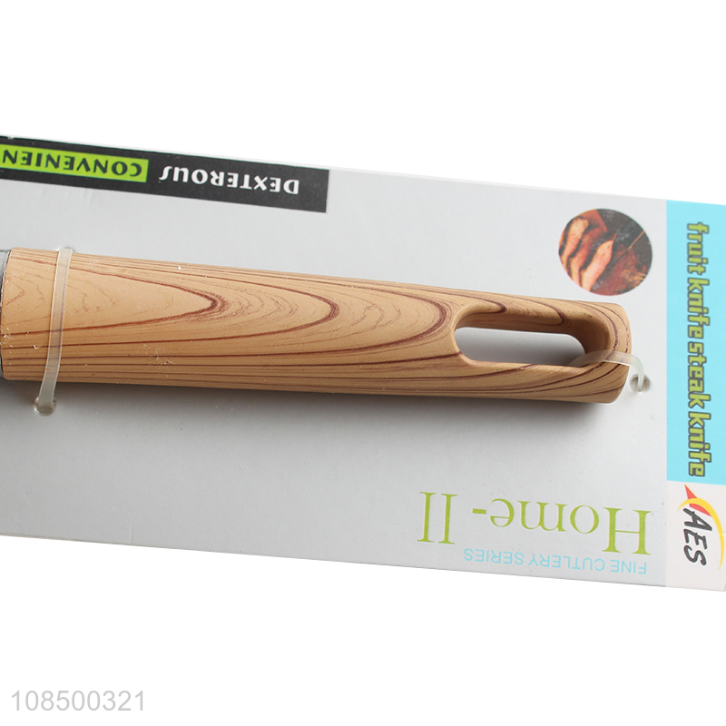Custom logo wood grain plastic handle stainless steel fruit apple peeler