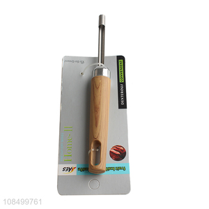 Factory price small stainless steel fruit corer with wood grain handle
