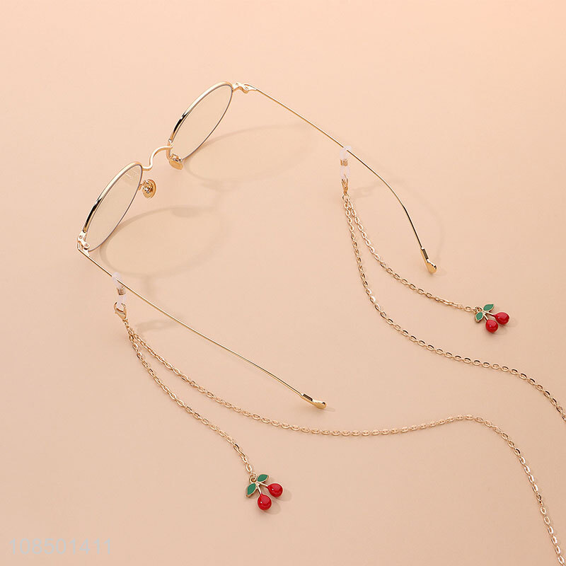 Popular products red cherry pendant eyeglass chain for girls