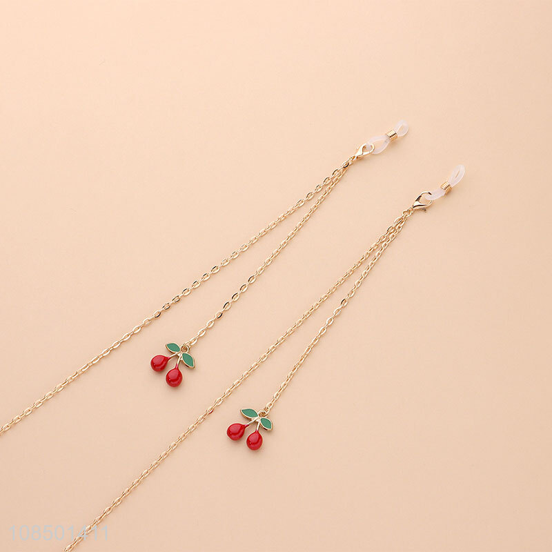 Popular products red cherry pendant eyeglass chain for girls