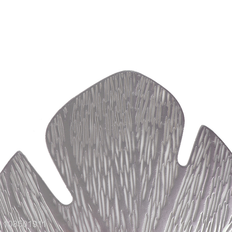 Top quality leaves shape silver anti-slip table mats place mats