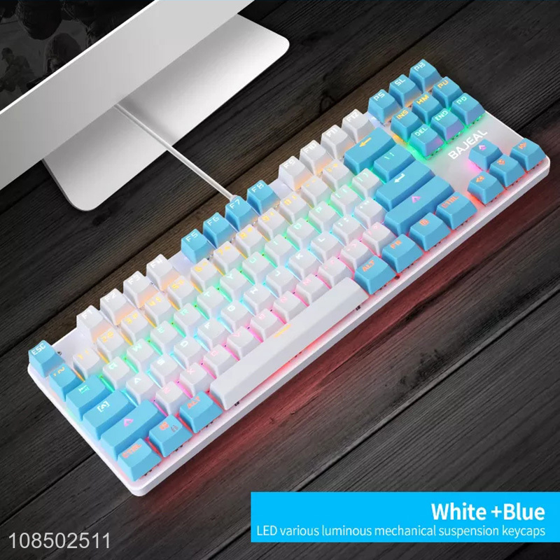 Wholesale 87 keys gaming keyboard RGB colorful wired gaming mechanical keyboard