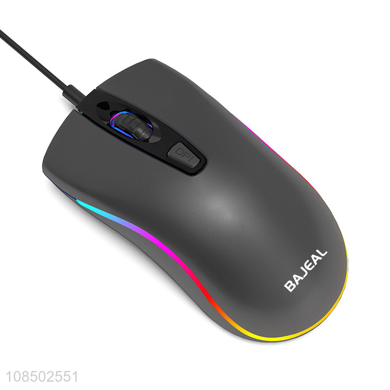 Wholesale 4 buttons wired gaming mouse with colorful light for PC and laptop