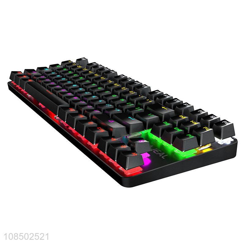 Wholesale 87 keys RGB backlit wired waterproof gaming mechanical keyboard