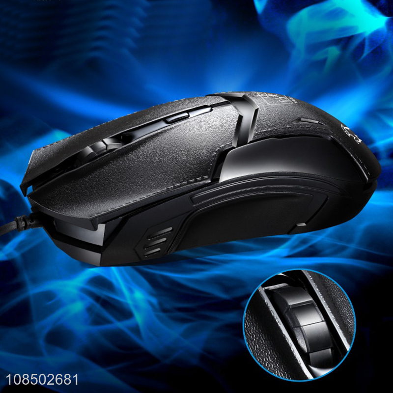 Wholesale pu leather coated 3 buttons wired office mouse for PC and laptop