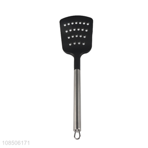Wholesale non-stick nylon slotted spatula with stainless steel handle