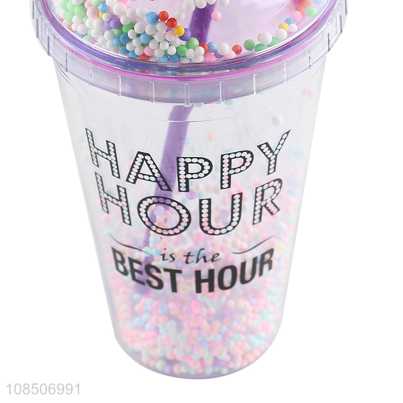 Good selling multicolor plastic water bottle water cup with straw