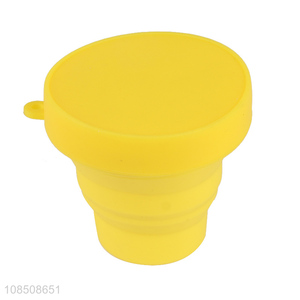 Good price portable collapsible silicone drinking cup with lid