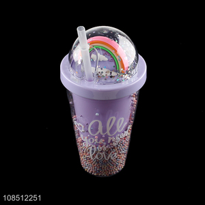 Hot items colourful plastic children straw water bottle for drinking