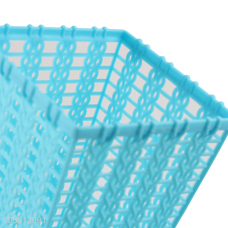 Yiwu market blue plastic tabletop waste bin storage basket for sale