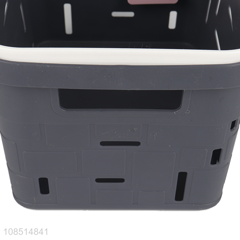 Good quality plastic space saving storage basket with handles