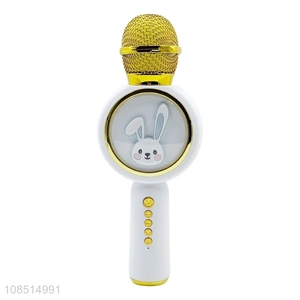 Wholesale portable kids wireless karaoke microphone with <em>speaker</em> & led light