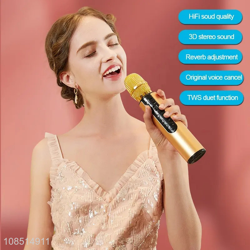 Factory price wireless microphone karaoke microphone speaker for adult singing