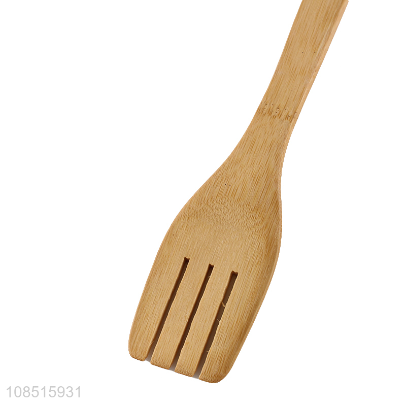 Low price bamboo household kitchen utensils slotted spatula for sale