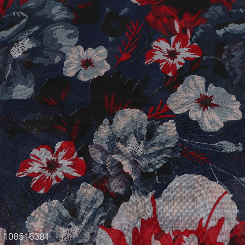 High quality elegant floral prints polyester scarf for summer