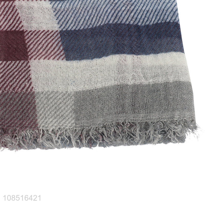 China imports women scarf elegant plaid printed polyester scarf