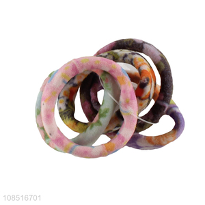 Factory direct sale 6pcs/set stretchy floral printed hair ring