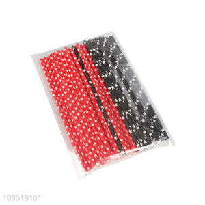 Wholesale star printed drinking straws non-toxic compostable paper straws