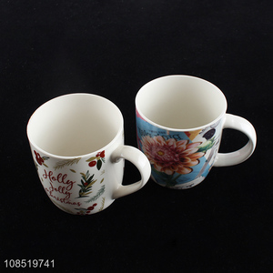 Best price flower pattern ceramic water cup milk mug for sale