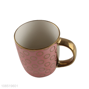 Good quality ceramic pink water mug water cup with handle