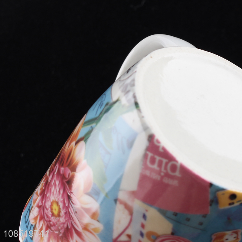 Best price flower pattern ceramic water cup milk mug for sale