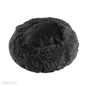 Wholesale soft cozy fluffy plush <em>pet</em> <em>bed</em> with anti-slip bottom