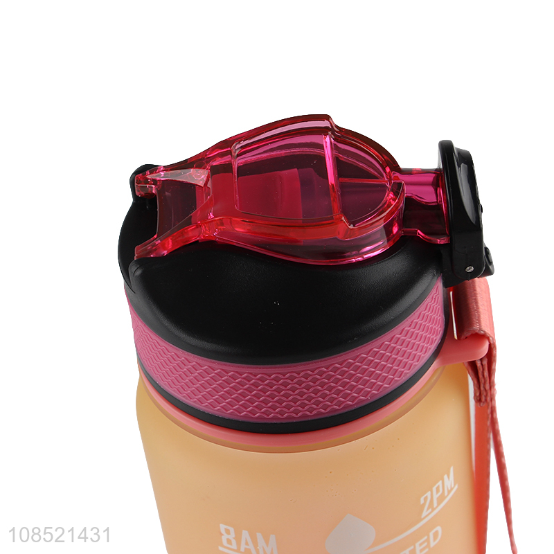 New arrival 900ml gradient color motivational water bottle for gym sports