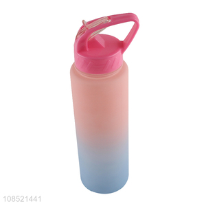 Hot selling 700ml gradient color water bottle with flip straw & handle