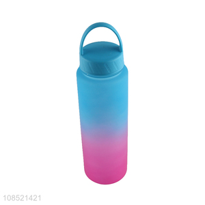 China supplier 700ml gradient color widemouth water bottle with handle