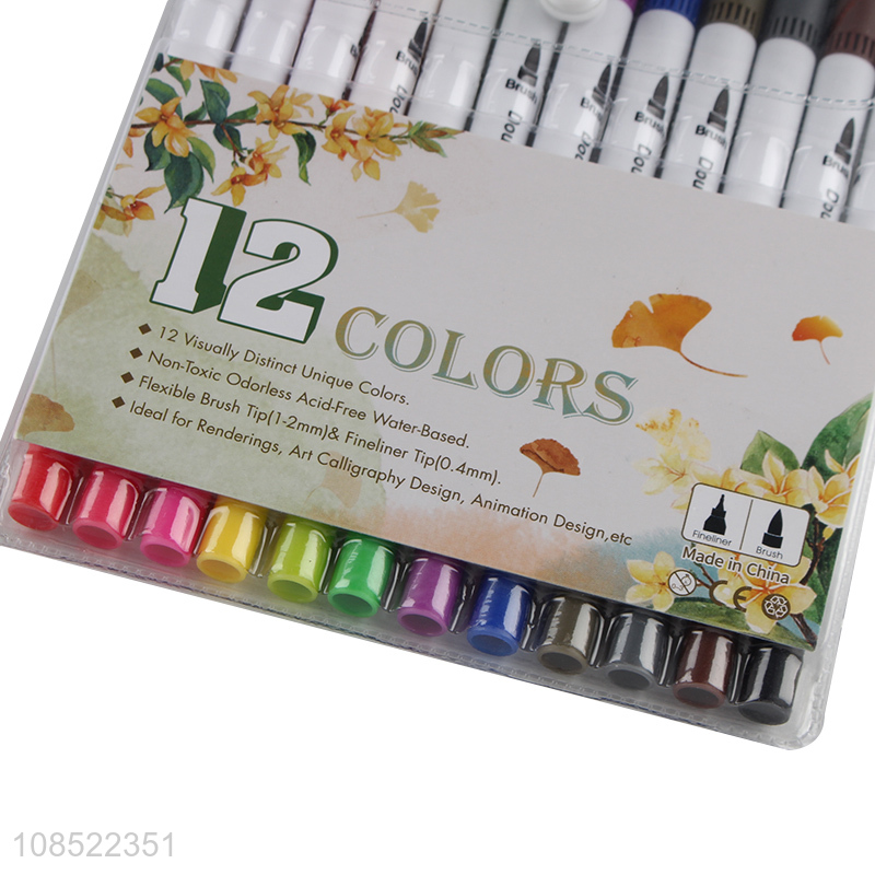 China factory 12colors stationery watercolors pen for painting