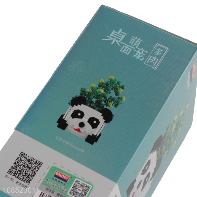 Wholesale kids educational panda potted plant building block toys