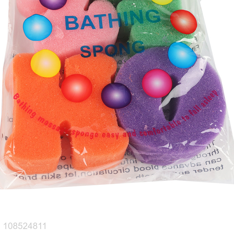 New product letter shape bath sponge soft body scrubber for kids