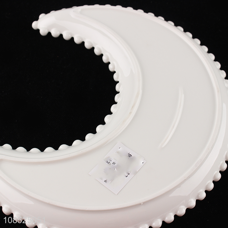 Best selling moon shaped white ceramic decorative plate