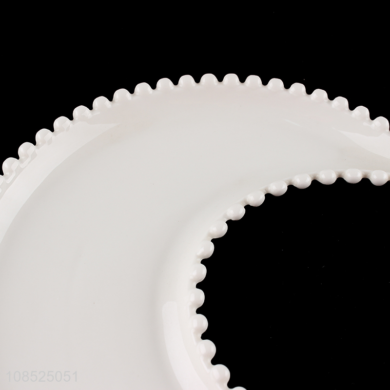 Best selling moon shaped white ceramic decorative plate