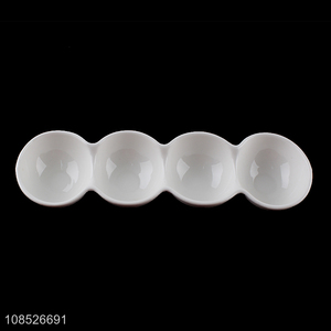 New products 4-compartment divided ceramic porcelain spice plate