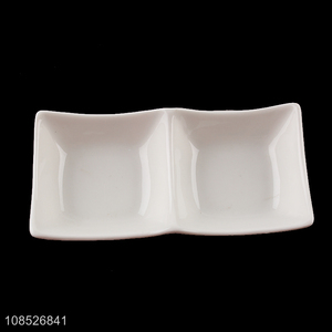 Factory price 2-compartment ceramic divided plates serving trays