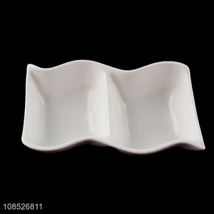 Bottom price 2-compartment ceramic plate for appetizers fruits