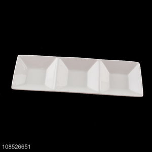 Hot selling 3-compartment ceramic plate for appetizers fruits