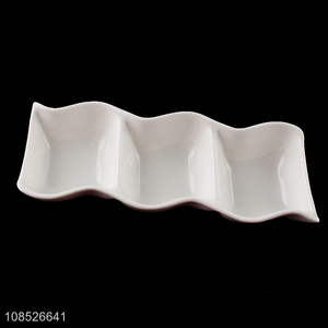 New arrival 3-compartment ceramic plate ceramic appetizer plate