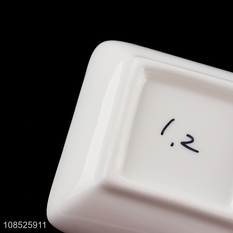 Factory price 2-compartment ceramic plate divided sauce dish