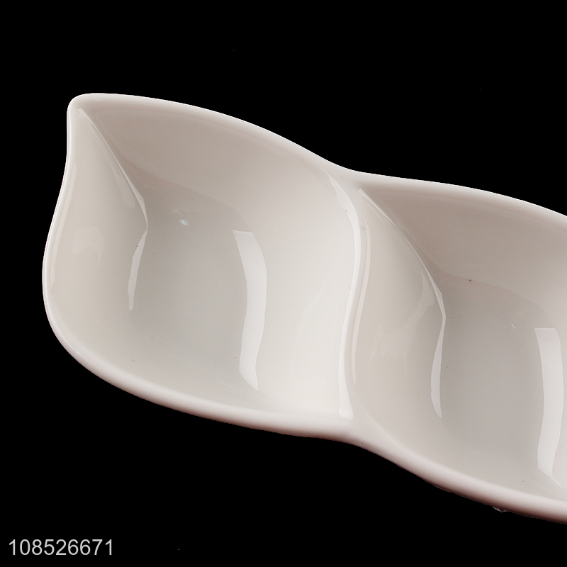 Factory supply 3-compartment ceramic sushi plate serving platter