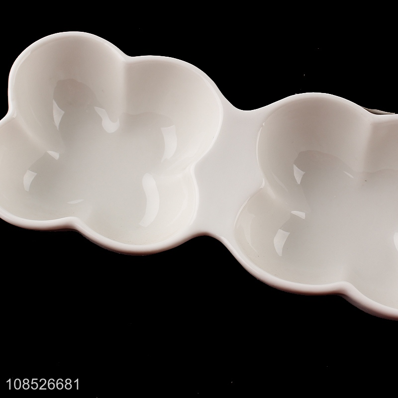 High quality 3-compartment ceramic divided plates serving trays