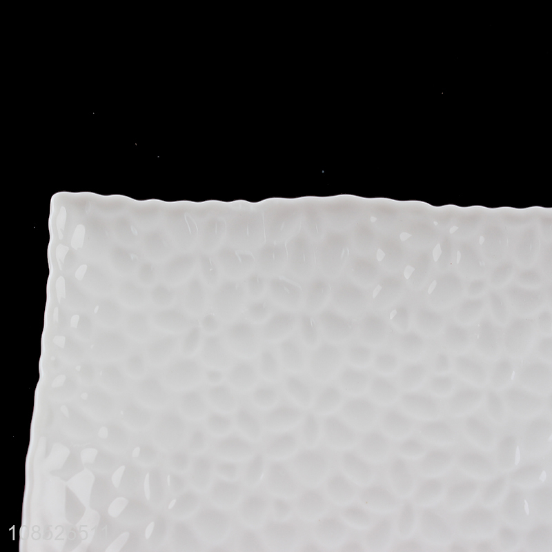 Hot selling creative hammered textured ceramic plate for dinner