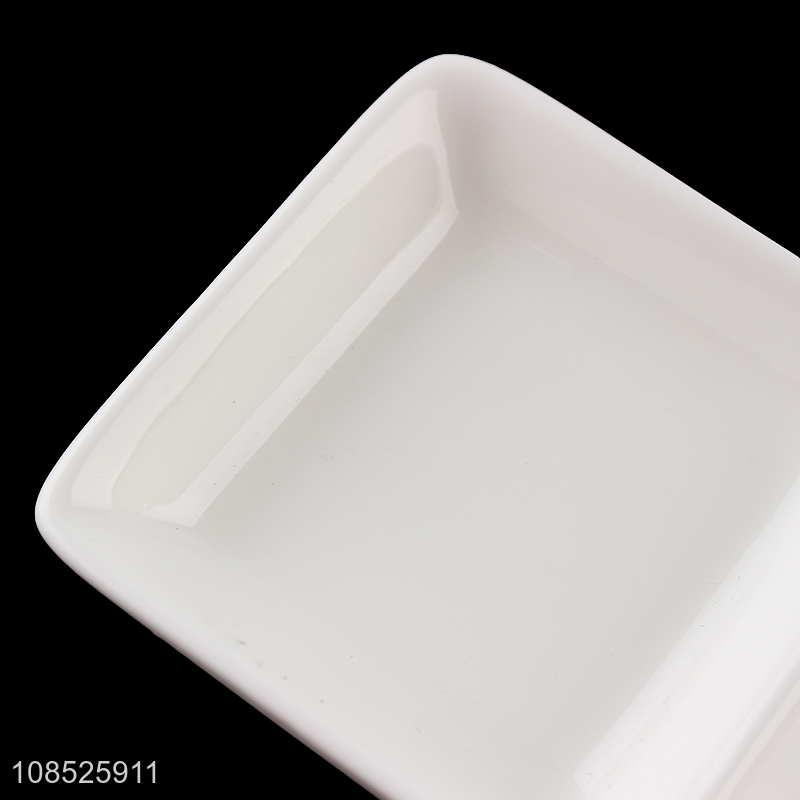 Factory price 2-compartment ceramic plate divided sauce dish