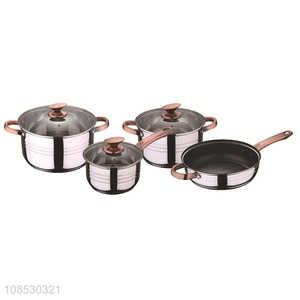 Wholesale 4pcs stainless steel cookware set with non-stick <em>pot</em> <em>soup</em> <em>pot</em> milk <em>pot</em>