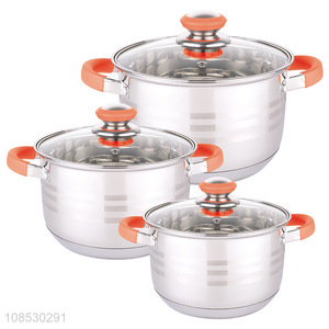 New products 3pcs food grade stainless steel soup pot stockpot set